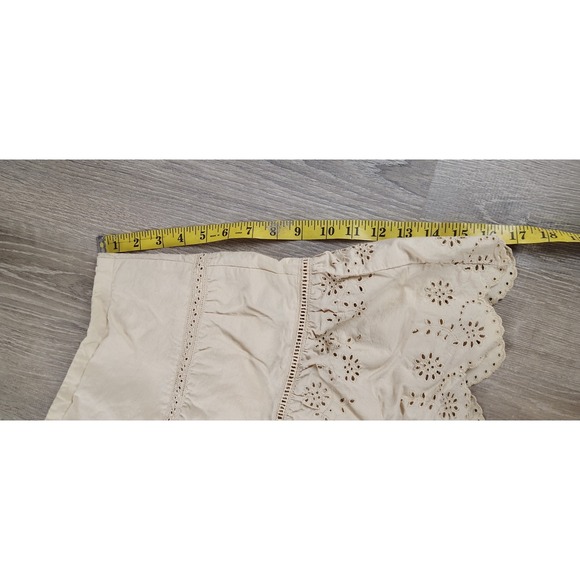 American Eagle‎ Skirt 2 Womens Tan Eyelit Boho Cottagecore Scalloped Hem Leaf - Picture 9 of 9